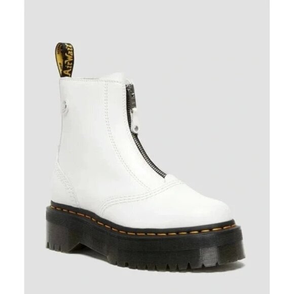 Doc Dr. Martens Jetta Zipped Leather Platform Boot in White Size 41 US 9 NEW